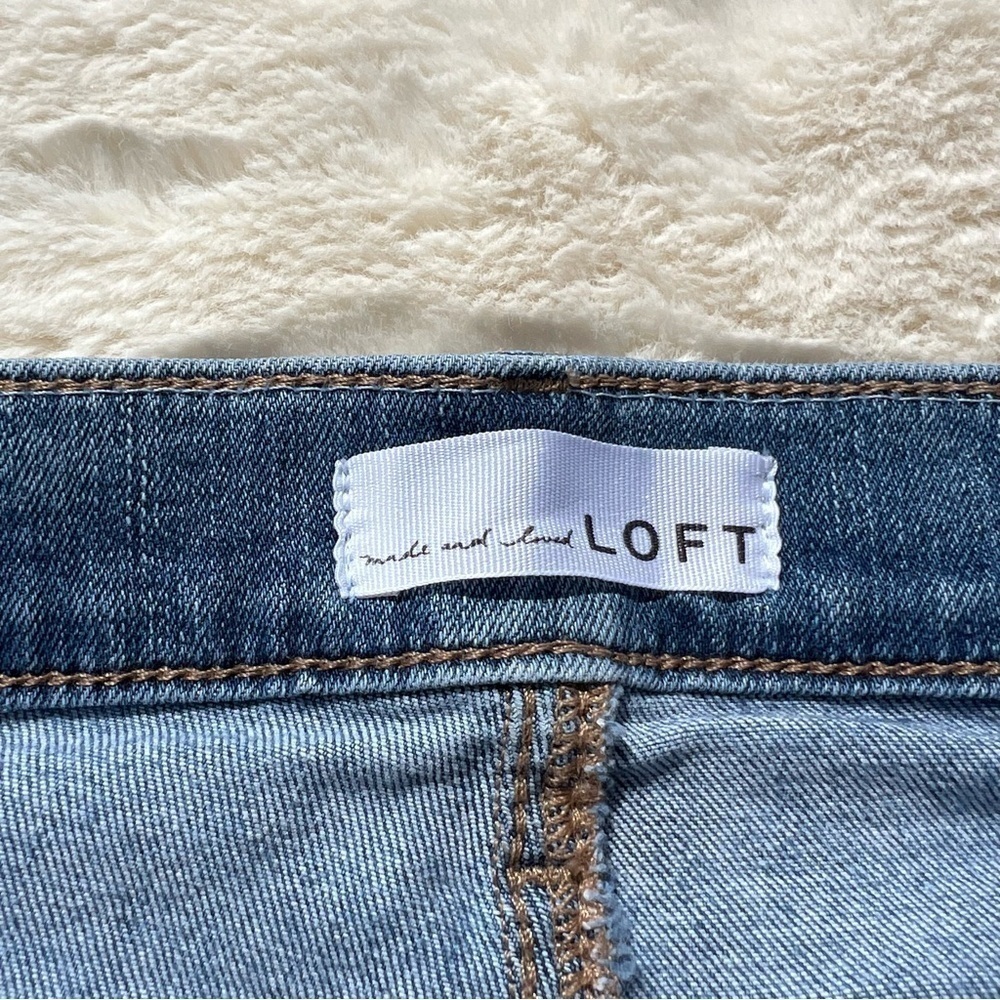 LOFT Floral Skinny Jeans Raw Hem Ankle Denim Size 25 - Picture 12 of 13